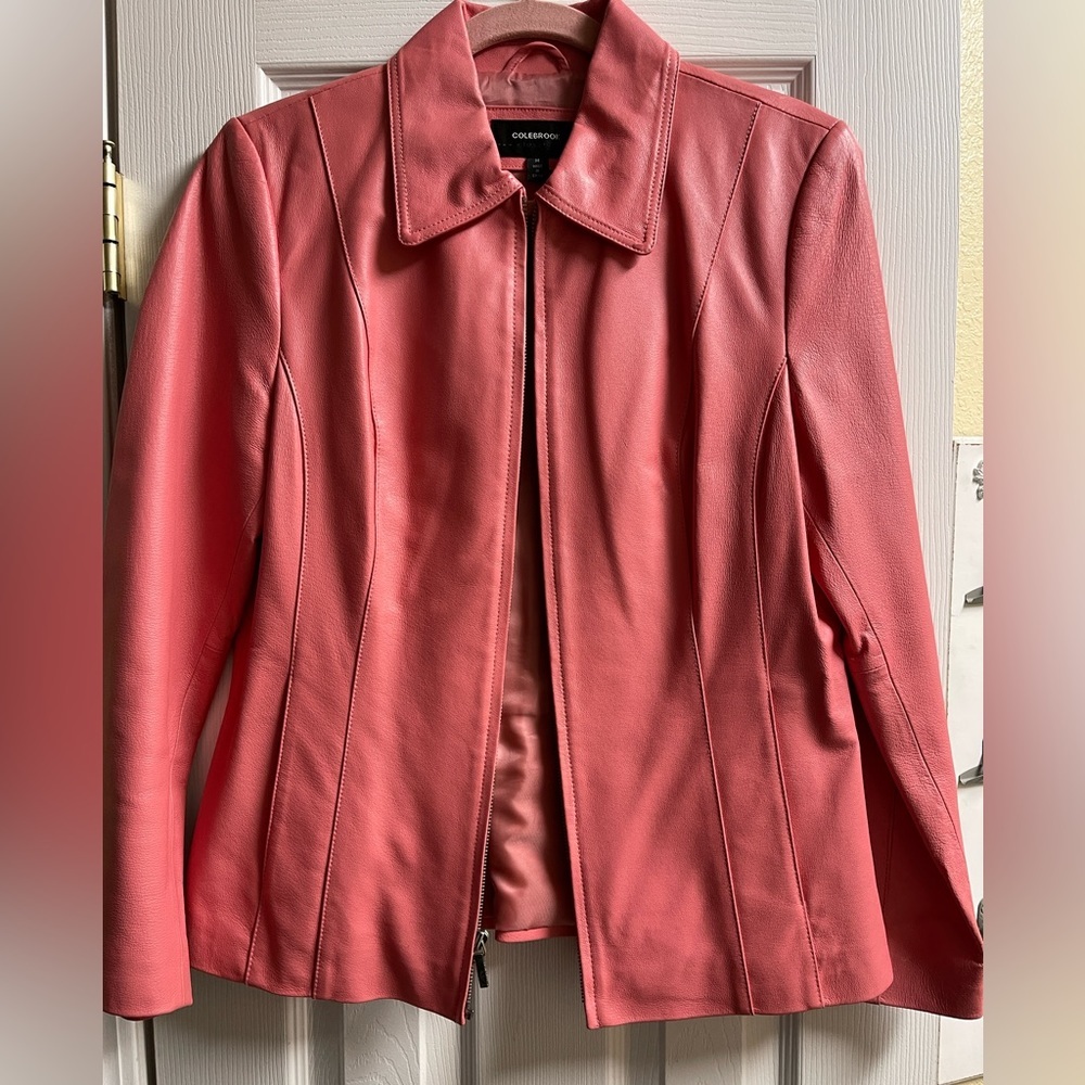Leather Jacket. COLEBROOK pink/peach EUC M